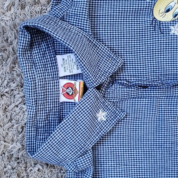 VTG LOONY TOONS TWEETY PICNIC TABLE STYLE BUTTON UP SHIRT - Picture 4 of 11